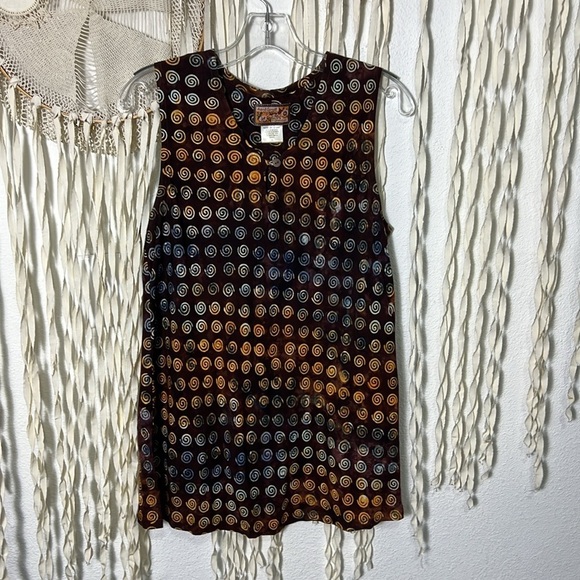 April Cornell Tank and Pant Set in Rayon Brown and Wheat Color with Swirl Accent - Picture 2 of 9